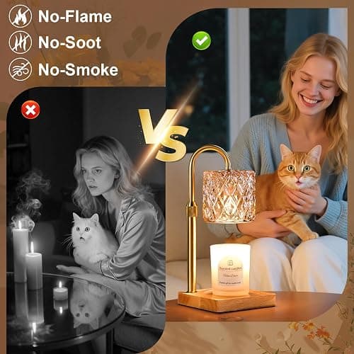 Candle Warmer Lamp with Timer,Wax Melt Warmer Housewarming Gifts for Women | Dimmable Adjustable Height, Vintage Home Decor with Elegant Amber Glass,Candle Warmer for Jar Candles, Sister Friend Gift thumbnail 3