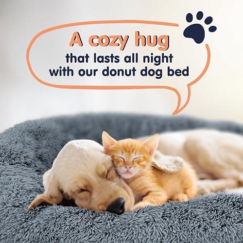 Petloox Donut Dog Bed - Premium Comfort for Anxiety Relief - Fluffy & Calming Design with Ultra-Plush Support | Cozy Round Dog Bed with Super Soft Circle Style (Size S Dark Grey) thumbnail 7