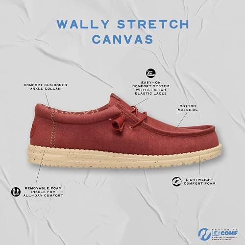 HEYDUDE Men’s Wally Stretch Canvas Loafers | Comfortable Lightweight Slip-On Shoes for Men | Casual Walking, Travel & Everyday Comfort thumbnail 4