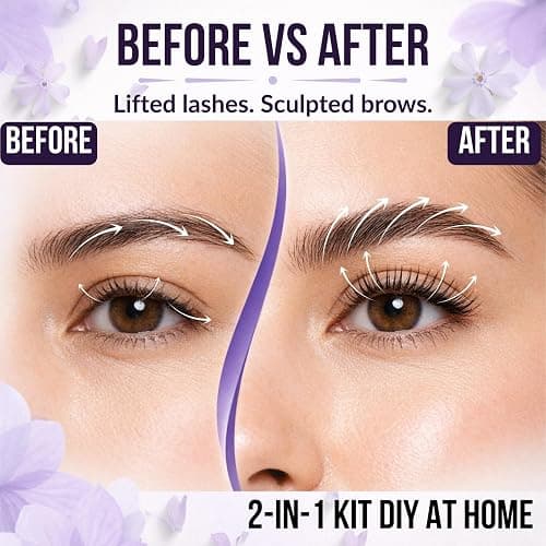 2-IN-1 Lash Lift Kit & Brow Lamination, Professional Gentle Eyelash Perm Kit with Long Lasting Curl, Salon-Quality Eyelash Lift DIY at Home with Easy Instructions thumbnail 2
