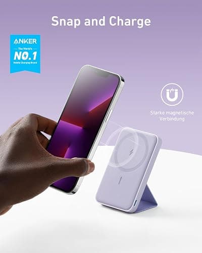 Anker 622 Magnetic Power Bank, 5,000mAh Foldable Wireless Portable Charger | Battery Pack with Stand and Side USB-C Port, Magsafe-Compatible for iPhone 16 / 15 / 14 / 13 Series thumbnail 2