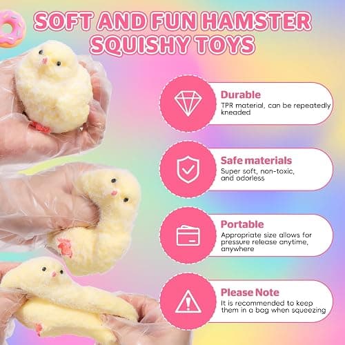 6Pcs Big Taba Squishy Toys-3.15in, Handmade Ultra Soft Chick Taba Squishy Kit, Cute Fidget Toys Silicone Squeeze Toys for Kids & Adults Stress Relief（Chicken） thumbnail 5