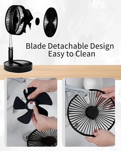 UN UNITEDTIME Desk and table fan, foldable Fan Portable Travel Fans Battery Operated,Adjustable Height My Foldaway fan with remote Control Timer, 4 Speed Settings (Pink) - Pink thumbnail 8