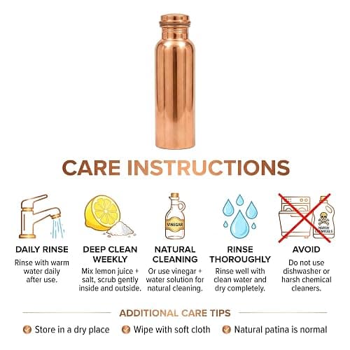 CuPure Pure Copper Ayurvedic Water Bottle Health Benefits|Leak-Proof, Ideal for Home, Office,Gym & Yoga-32 Oz-Copper thumbnail 6