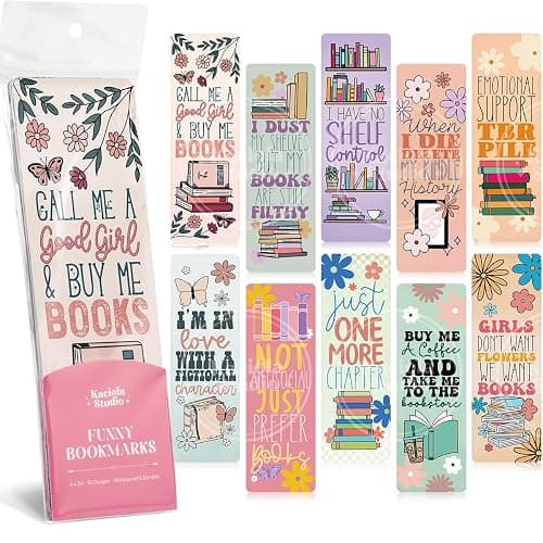 Kaciola Studio10 PCS Booklovers Cute Bookmarks, Funny Bookmarks for Women, Double Sided Bookworm Design Book Lovers Gifts,Book Accessories for Women Men Students Teachers Reading - Image 1