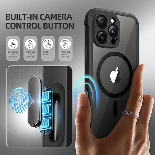 BERFY for iPhone 16 Pro Case, Compatible with MagSafe, Built-in Privacy Screen Protector and Camera Protection, Anti-Spy Full Body Shockproof Clear Phone Case for 16 Pro 6.3", Black thumbnail 3