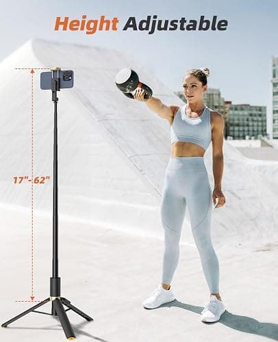 Vimose Phone Tripod & Selfie Stick with Remote, Portable, Lightweight for Video Recording Vlog, Extendable Travel Tripod Stand Compatible with iPhone Android, Black, 62" thumbnail 2