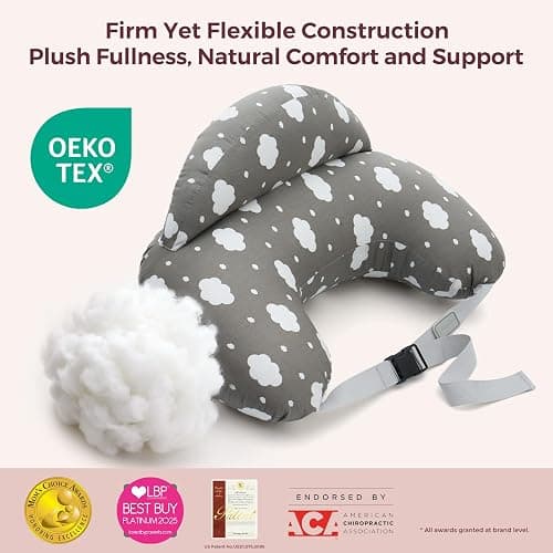 Momcozy Nursing Pillow for Breastfeeding, Original Plus Size Breastfeeding Pillows for More Support for Mom and Baby, with Adjustable Waist Strap and Removable Cotton Cover, Grey thumbnail 2