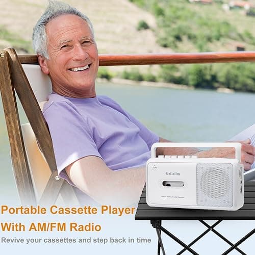 Gelielim Portable Cassette Player, Cassette Tape Player AM/FM Radio,Casette Tape Recorder with Earphone Jack, Cassette Boombox Battery Operated or AC Powered thumbnail 2