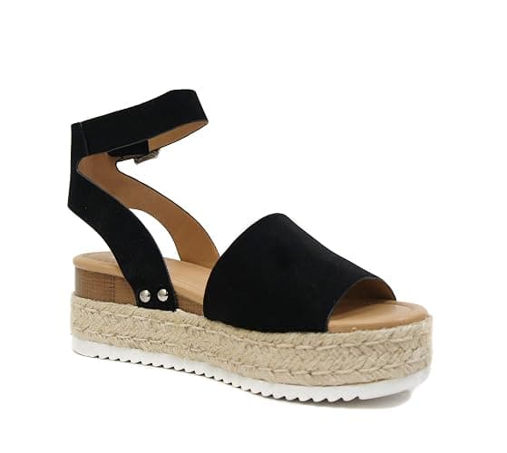 Soda Topic Open Toe Buckle Ankle Strap Espadrilles Flatform Wedge Casual Sandal thumbnail 4