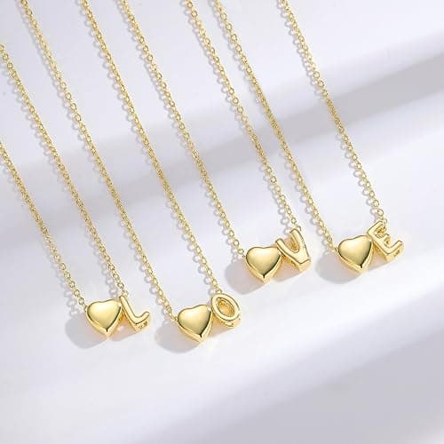 M MOOHAM Dainty Heart Initial Necklaces for Women Girls Gifts - 14K Gold Plated Tiny Heart Initial Necklace Jewelry Personalized Birthday Gifts for Women Teen Girls Trendy thumbnail 7