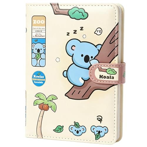 Kawaii Journal Notebook for Kids, Cute Notebook To Do List, Travel Planner Zoo Theme Girls Diary 224 Pages with Magnetic clasp (Koala) - Image 1