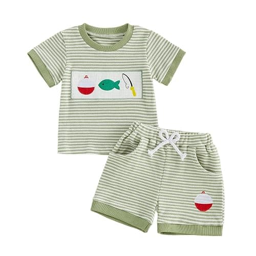 MERSARIPHY Toddler Baby Boy Girl Summer Clothes Embroidery Stripe T-shirt Tops Shorts Sets 6 12 18 Months 2T 3T Casual Outfit - Image 1