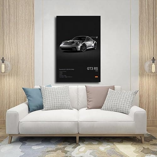 Morden Super Car 911 GT3 RS Poster for Men Cave Boys Room Canvas Racing Wall Art Perfect for Home Decor Office Dorm Decoration Birthday Party Gifts Frame-style 08x12inch(20x30cm) thumbnail 5