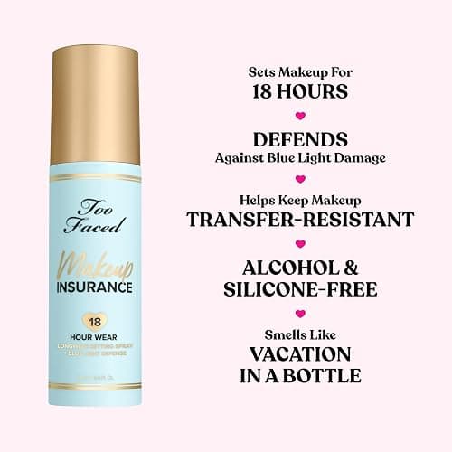 Too Faced Makeup Insurance Setting Spray | Hydrating, Long Lasting, Vegan + Cruelty Free, 4 Fl Oz thumbnail 3