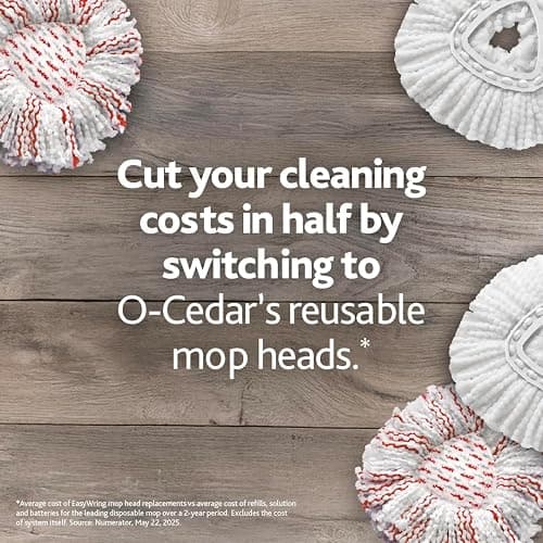 O-Cedar EasyWring Microfiber Spin Mop, Bucket Floor Cleaning System, Red, Gray, Standard thumbnail 11