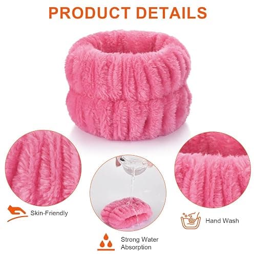 2pcs Wrist Bands for Washing Face Wash Wristbands Wrist Towels Arm Bands for Skincare Makeup Wrist Cuffs Spa Wrist Scrunchies thumbnail 5