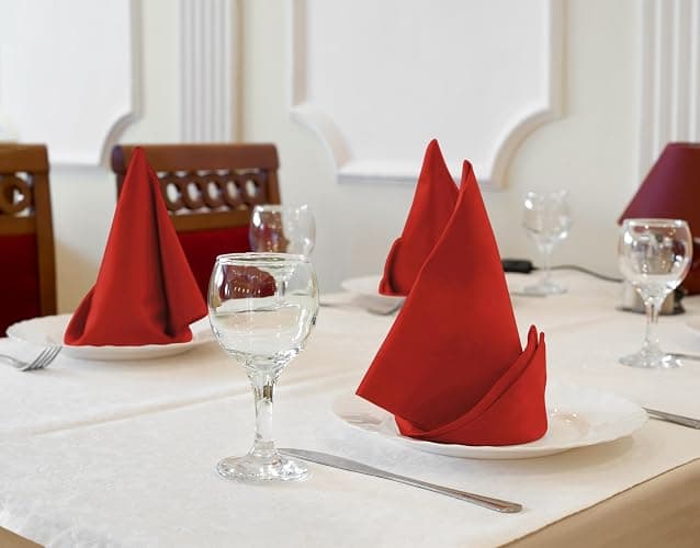 Utopia Kitchen Red Cloth Napkins [12 Pack, 18x18 Inch] Absorbent Cotton Blend Washable and Reusable for Dinner, Restaurant, Lunch, Wedding and Hotel thumbnail 2