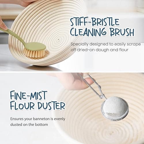 Rorecay Complete Sourdough Starter Kit: Bread Baking Supplies with Starter Glass Jar & 9” Round Banneton Proofing Basket Tool Set Ideal for Beginners Homemade Bread thumbnail 7