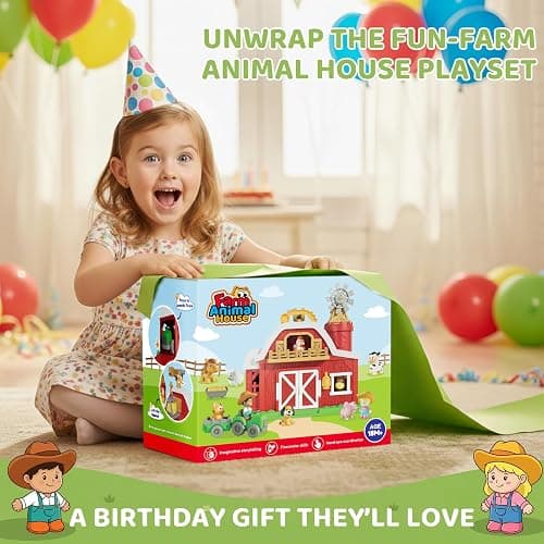 30-Piece Upgraded Farm Animal Big Barn Playset Gifts for Toddlers Christmas | Montessori Learning Toys for 18 Months Olds Girls Boys|Pretend Animal with Tractor Birthday Gifts for 2 Years thumbnail 8