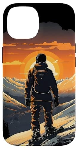 Snowboarding Snowboard Snowboarder Mountain Sunset Case for iPhone 14 - Image 1