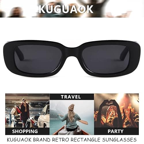 KUGUAOK Retro Rectangle Sunglasses Women and Men Vintage Small Square Sun Glasses UV Protection Glasse thumbnail 5