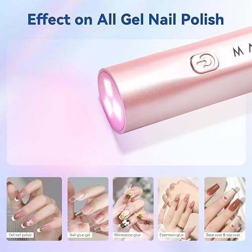 Makartt Handheld Mini UV Nail Lamp Pearl Pink LCD 2 Timer USB | Rechargeable with LCD Display, Cures Gel Polish & Glue, Fast Drying, Ideal for Home & Salon thumbnail 2