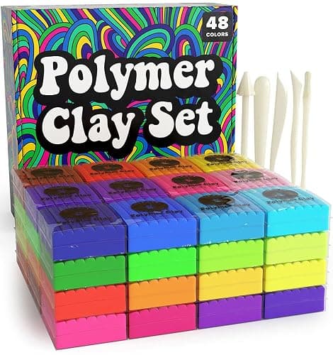 Polymer Clay Set - 48 Colors Oven Bake Clay, Colorful Modeling Clay Kit with 5 Tools for Sculpting, Jewelry Making, Beads, Earrings, Molds, and Crafts - Image 1