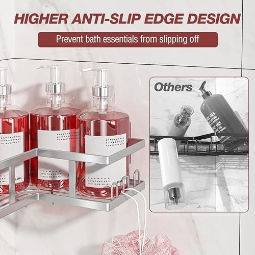Youvip 4-Pack Adhesive Corner Shower Caddy with Soap Holder, No Drilling Wall Mounted Shower Shelves-Rustproof, Organizer for Bathroom, Kitchen & Home Decor. Silver thumbnail 4