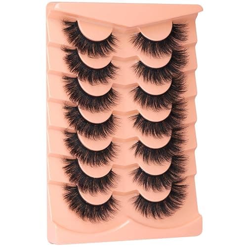Kiromiro Mink Lashes False Eyelashes 18mm 3D Volume Cat Eye Lashes Faux Mink Eyelash Wispy Fake Eyelashes Thick Strips Lash Pack, 7 Pairs thumbnail 7