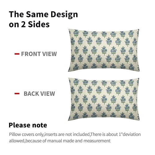 sorfbliss Sage Green Blue Floral Pillow Covers 12x20 Set of 2 Spring Flower Leaves Print Decorative Lumabr Throw Pillow Cases Outdoor Farmhouse Decoration for Sofa Couch Bed thumbnail 6