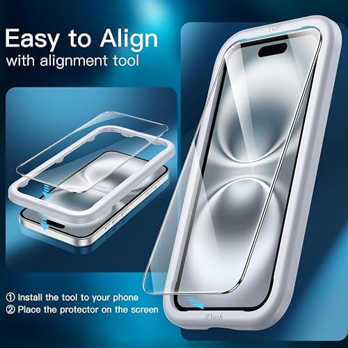 JETech Screen Protector for iPhone 16 6.1-Inch, Tempered Glass Film with Easy Installation Tool, Case-Friendly, HD Clear, 2-Pack thumbnail 4