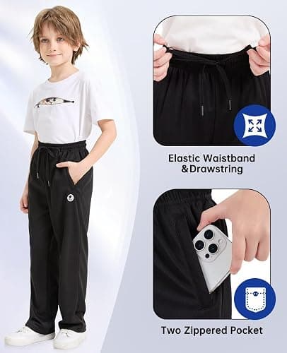 OCYMA Boys Sweatpants with Zip Pockets 5Pack Athletic Pants Mesh Joggers for Boys 5-24 thumbnail 4