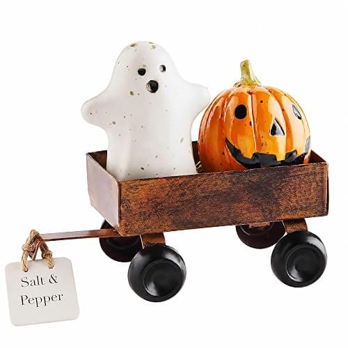 Mud Pie Stoneware Salt and Pepper Set, Halloween, 2" x 2 3/4" - Image 1
