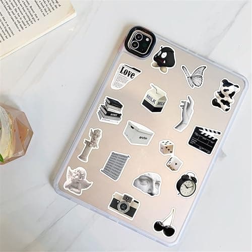 Vintage Sticker Aesthetic Stickers for Laptop Scrapbook Water Bottles, Icicrim Black and White Sticker 61PCS Y2K Retro Stickers for Teens Adults Vinyl Waterproof Decals thumbnail 8