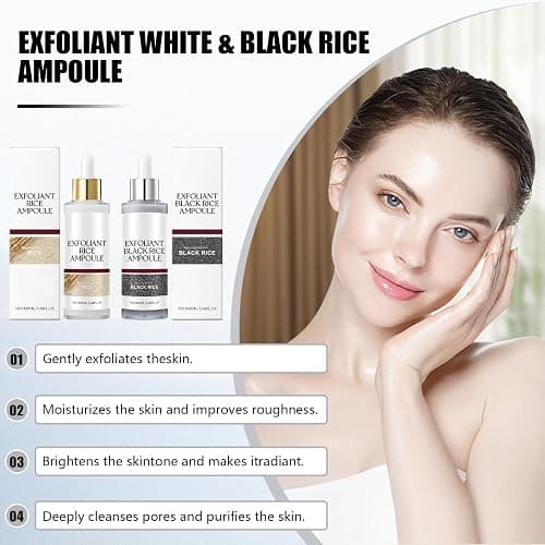 Peel Shot Glow Rice Ampoule, 2Pack White & Black Rice Gentle Exfoliant Scrub for Face & Body, Helps Clear Blackheads & Dead Skin, Pore Care, All Skin Types (100ml*2) thumbnail 4