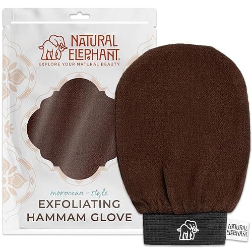 Natural Elephant Exfoliating Hammam Glove | Authentic Moroccan Kessa Body Scrub Mitt for Spa-Quality Skin Renewal (Chocolate Brown Single) - Image 1