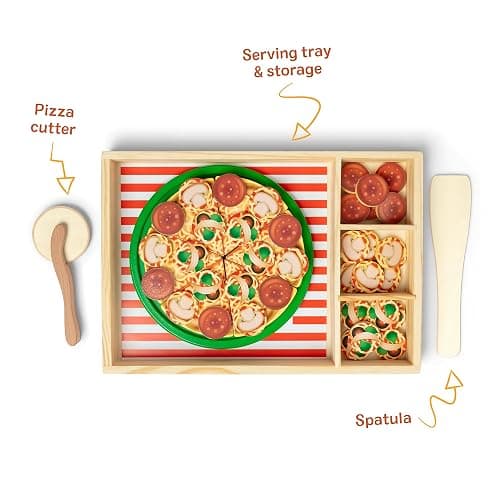 Melissa & Doug Wooden Pizza Party Play Set, 36 Self-Stick Toppings, Pizza Toy Kitchen Set & Play Kitchen Accessories, Preschool Toys for Boys & Girls 3+ thumbnail 4