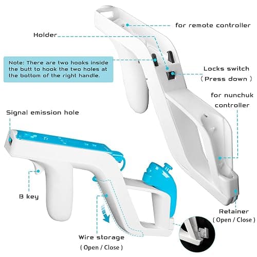 Machine-Ya Wii Zapper Gun and Steering Wheel Compatible with Nintendo Wii & Wii U Remote Game (2-Pack, White) thumbnail 6