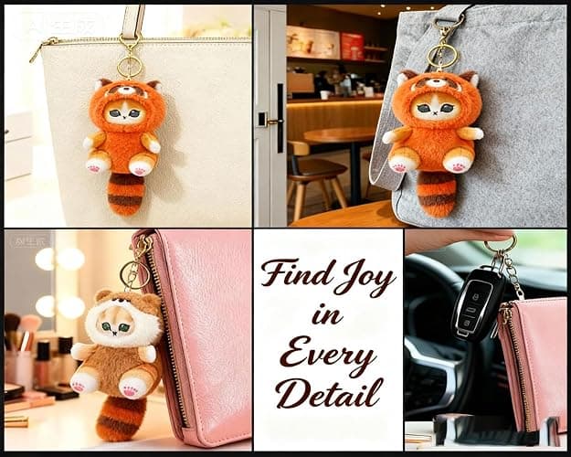 Lpydamo Plush Keychain, Cute Keychain Plush with Hook for Bag Purse Car Mirror, Kawaii Animal Keyring Decor for Women Girls thumbnail 4