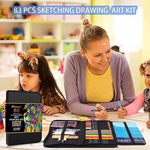 Efimeso 83 Colouring Pencil Set, Drawing & Sketching Pencils with Charcoal & Graphite, Art Supplies for Adults thumbnail 2