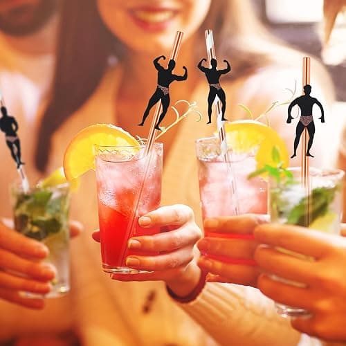 36 Pcs Bachelorette Straws, Funny Male Dancer Drinking Straws for Bachelorette Party, Bridal Shower Party, Party Favors Decorations Supplies thumbnail 2
