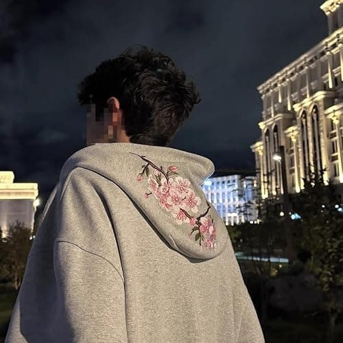 YELLOOP Y2k Cherry Blossom Zip Up Hoodie Women Men Fall Baggy Alt Embroidered Sweatshirt thumbnail 7