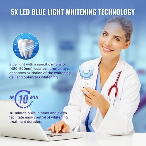 Whitebite Pro Teeth Whitening Kit for Sensitive Teeth | 4 Whitening Gels & 2 Remineralizing Gels | LED Light System for Fast Results | Professional Dental Grade | Enamel Safe thumbnail 2