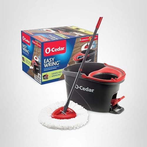 O-Cedar EasyWring Microfiber Spin Mop, Bucket Floor Cleaning System, Red, Gray, Standard thumbnail 21