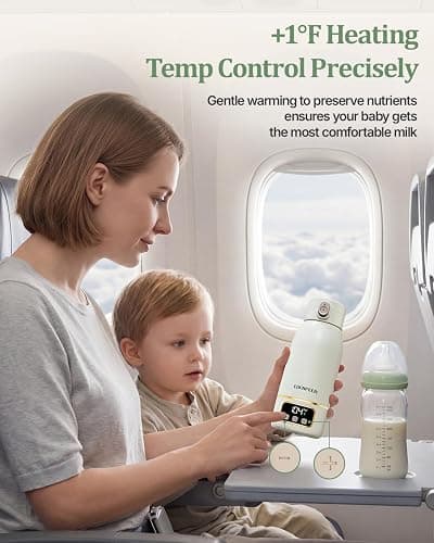 Portable Bottle Warmer for Travel, Heats for Breastmilk & Formula & Water | Precise Temp Control 2X Faster Heating 17 OZ Milk Warmer On the Go Long Battery Life Leak-Proof for Travel & Home Baby Gift thumbnail 5