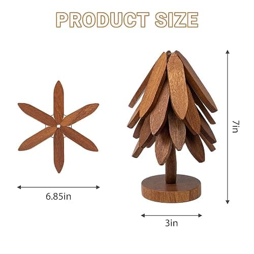Yuoyar Trivets, Wooden Tree-Shaped Sapeli Wood Drink Trivets Set for Coffee Table, Kitchen Table Decor thumbnail 3