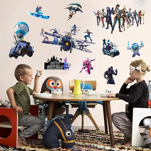 Battle Royale Video Game Themed Bedroom Wall Stickers 10Pcs/Sheet for Teen Boys Room Decoration,Where We Droppin Boys Bedroom Wall Decals,Wall Decor for Kids,Waterproof Game Stickers for Laptop thumbnail 3
