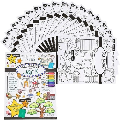 Fun Express All About Me Posters for Kids - 30 Color Your Own Star Posters - DIY School Classroom, Daycare, Preschool, Kindergarten Activities VBS 2026 - Image 1