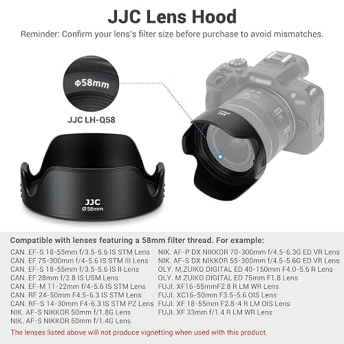 JJC 58mm Tulip Flower Lens Hood Accessories for Canon EOS Rebel T7 T6 T8i T7i T6i T5i SL3 SL2 90D 80D 77D Camera with EF-S 18-55mm Kit Lens, Innovative Reversible Design, Support 58mm Filter/Lens Cap thumbnail 2